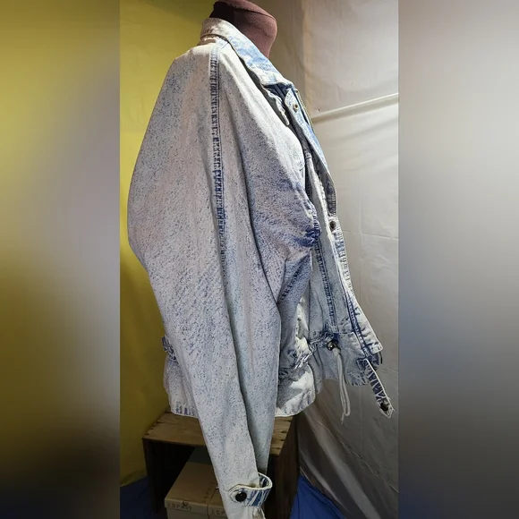 VTG 80s 90s Andy Johns Women's Acid Wash Oversized Jean Jacket Sz L EUC - Picture 2 of 11